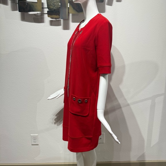 Joseph Ribkoff Merlot Dress Size 10 w/ Pockets, Eyelet Buttons and Chain Accent - Picture 12 of 13